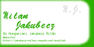 milan jakubecz business card